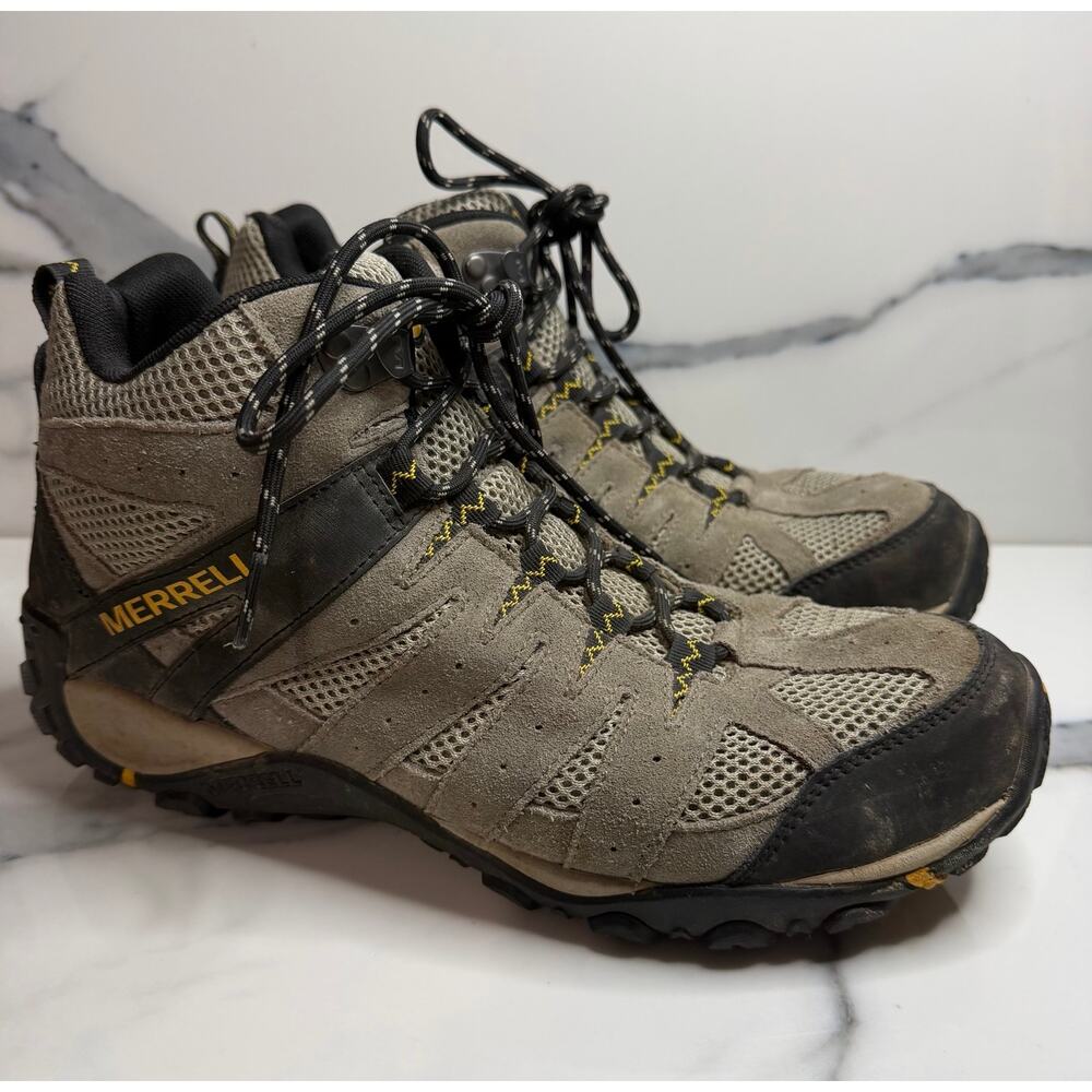 Merrell J81953 Men's Gray Leather Mid Waterproof Accentor 2 Hiking Boots Sz 10.5
